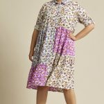 Zhenzi jurk Mixie patchwork paars