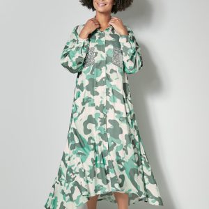Angel of Style jurk met camouflagedessin olijfkleurig
