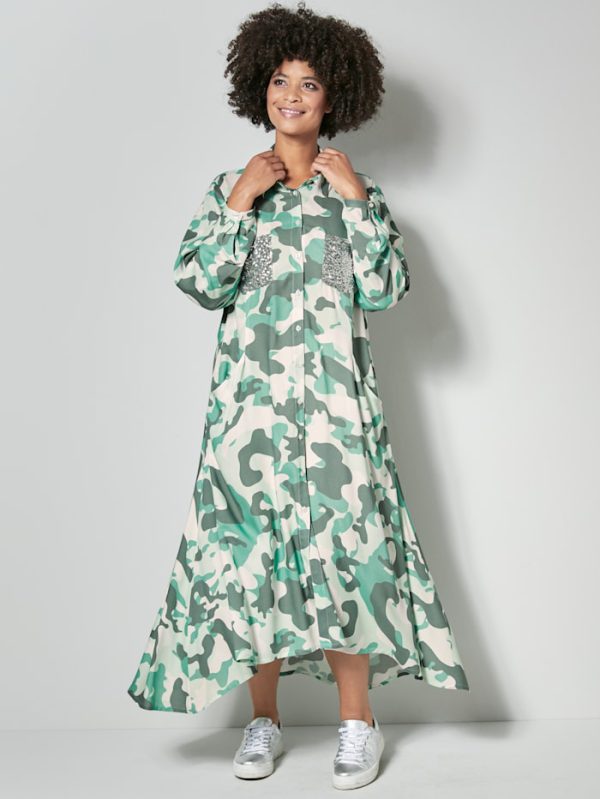 Angel of Style jurk met camouflagedessin olijfkleurig