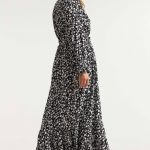 Miljuschka by Wehkamp maxi jurk met bloemenprint zwart / wit
