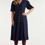 Miljuschka by Wehkamp vintage jurk donkerblauw