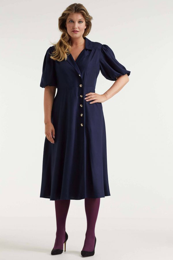 Miljuschka by Wehkamp vintage jurk donkerblauw