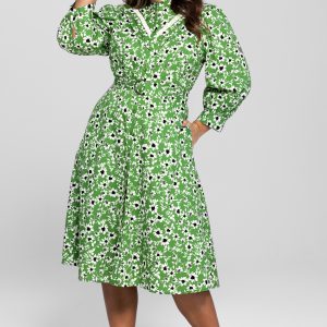 Miljuschka by Wehkamp poplin blouse jurk groen