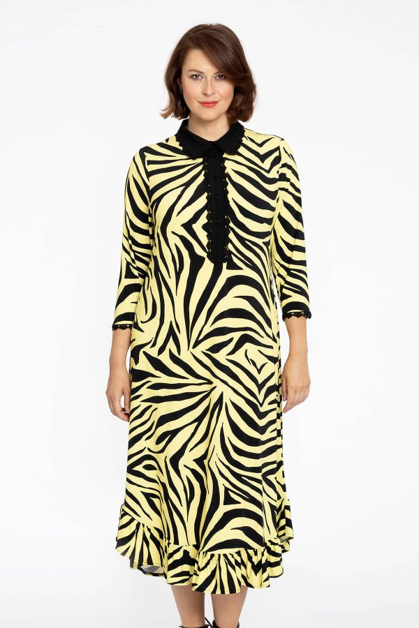 Yoek Loretta's Favourites Zebra jurk geel / zwart