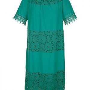 MIAMODA jurk met carmenhals groen