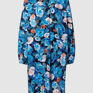 Christian Berg Woman knielange jurk met bloemenmotief blauw