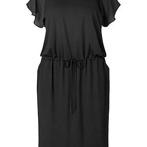 Emilia Lay jersey jurk met volant mouwen zwart